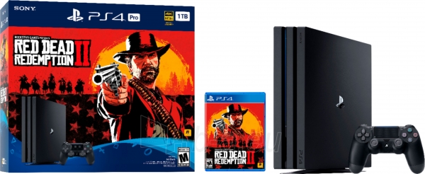 Žaidimų konsolė Sony Playstation 4 PRO 1TB (PS4) BLACK + Red Dead Redemtion 2 paveikslėlis 1 iš 4