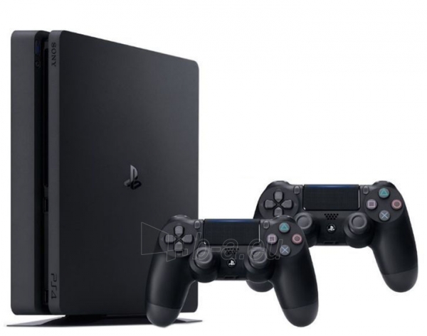 Žaidimų konsolė Sony Playstation 4 Slim 1TB (PS4) Black + 2 Dualshock Controller paveikslėlis 1 iš 6