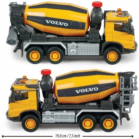 Žaislinė metalinė 19 cm mašinėlė su betono maišykle | Šviesos ir garso signalai | Volvo | Majorette paveikslėlis 3 iš 8