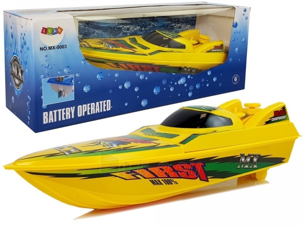 Žaislinė motorinė valtis, geltona paveikslėlis 1 iš 6