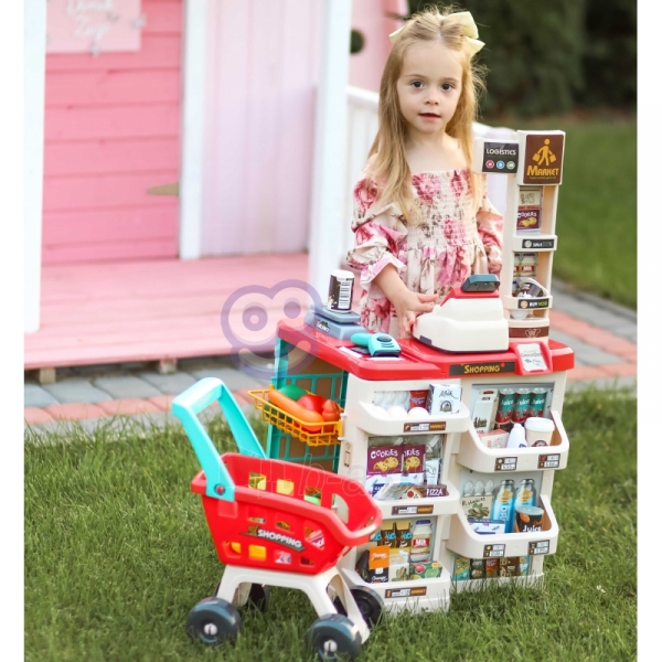 Žaislinė parduotuvė su pirkinių vežimėliu paveikslėlis 5 iš 27