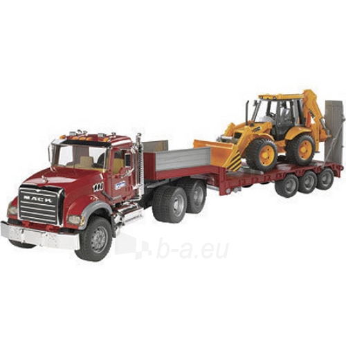 Žaislinė transporto priemonė MACK Granite truck low loader + JCB 4CX Back paveikslėlis 1 iš 1