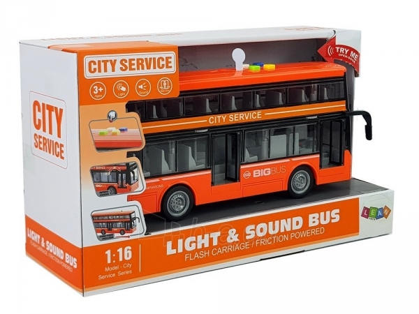 Žaislinis dviaukštis autobusas “Big Bus”, oranžinis paveikslėlis 3 iš 4