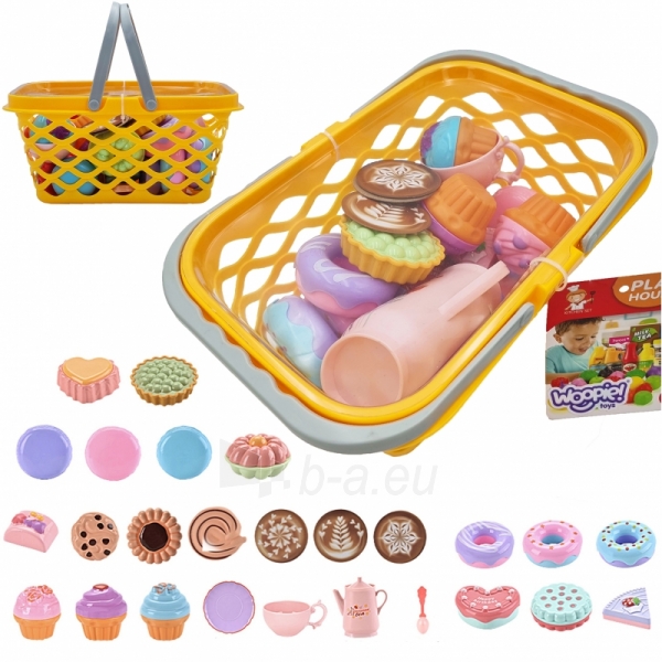 Žaislinis pirkinių krepšelis su saldumynais, 26 dalys paveikslėlis 1 iš 3