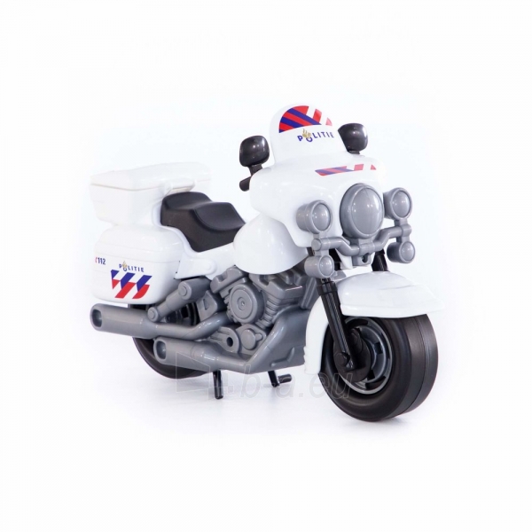 Žaislinis policijos motociklas, baltas paveikslėlis 2 iš 6