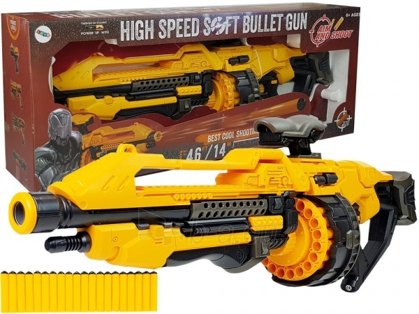 Žaislinis šautuvas su minkštomis kulkomis, geltonas paveikslėlis 1 iš 7