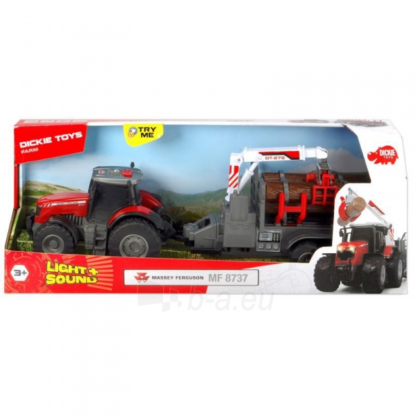 Žaislinis traktorius miškavežis 42 cm su rąstais | Massey Ferguson | Dickie 3737003 paveikslėlis 5 iš 11