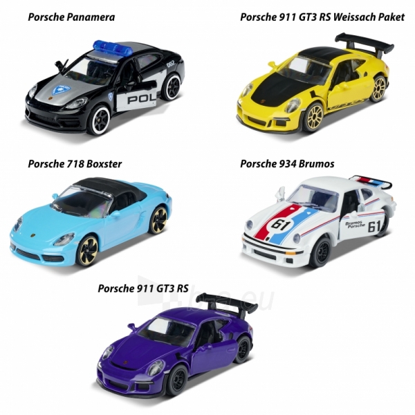 Žaislinių Porsche metalinių mašinėlių rinkinys 5 vnt. | Majorette | Sulamdyta dėžutė paveikslėlis 3 iš 5