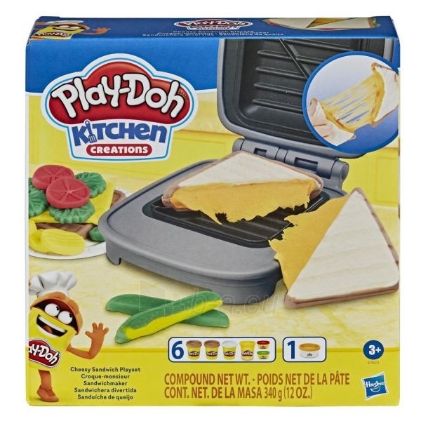 Žaislų komplektas E7623 Play-Doh Kitchen Creations Cheesy Sandwich paveikslėlis 1 iš 4
