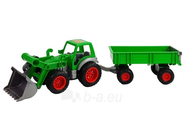 Žalias traktorius su priekaba „POLESIE“, 63cm paveikslėlis 1 iš 9