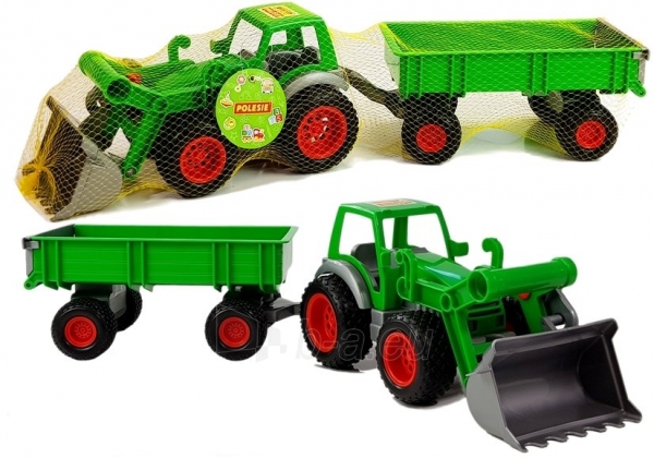 Žalias traktorius su priekaba „POLESIE“, 63cm paveikslėlis 7 iš 9