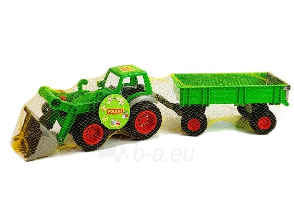 Žalias traktorius su priekaba „POLESIE“, 63cm paveikslėlis 8 iš 9