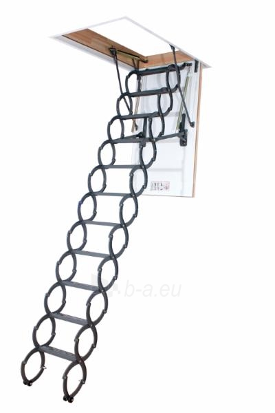 Ножничная металлическая лестница FAKRO LST 60x90x250-280 paveikslėlis 1 iš 3